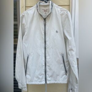 Original Penguin by Munsingwear white windbreaker jacket.  Sz M